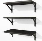 Fixwal Black Shelves for Wall, Wood Wall Mounted Floating Shelves for Bedroom by Fixwal