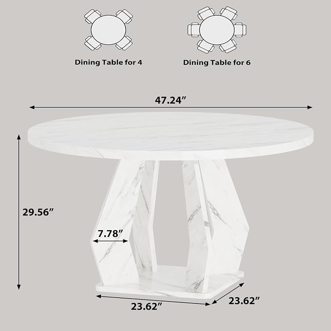 IBF Round Marble Dining Table, Dinner Tables - Image 2