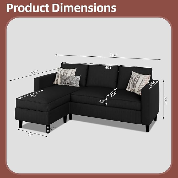 Nuturelly Modern Convertible Sectional Sofa Couch - Image 2