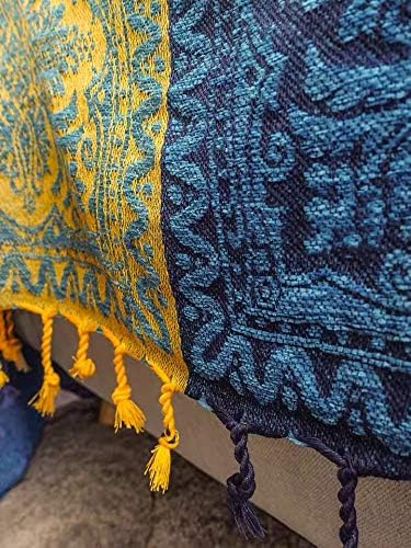 Bohemian Throw Blanket for Couch，Colorful Chenille Tassels Boho Woven Hippie - Image 8