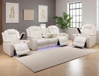 Power Recliner Sofa Set, Leather Reclining Couch & Chair Set, Living Room - Image 8