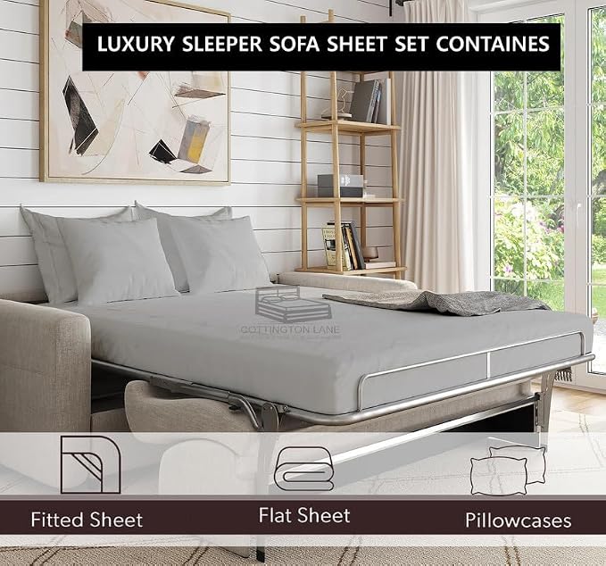 Cottington Lane Sleeper Sofa Sheets Queen Size, 4 Piece Premium Quality 100% - Image 6