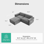 Novilla 84.3" Modular Sectional Sofa, No Assembly Cloud Sectional Couch - Image 2