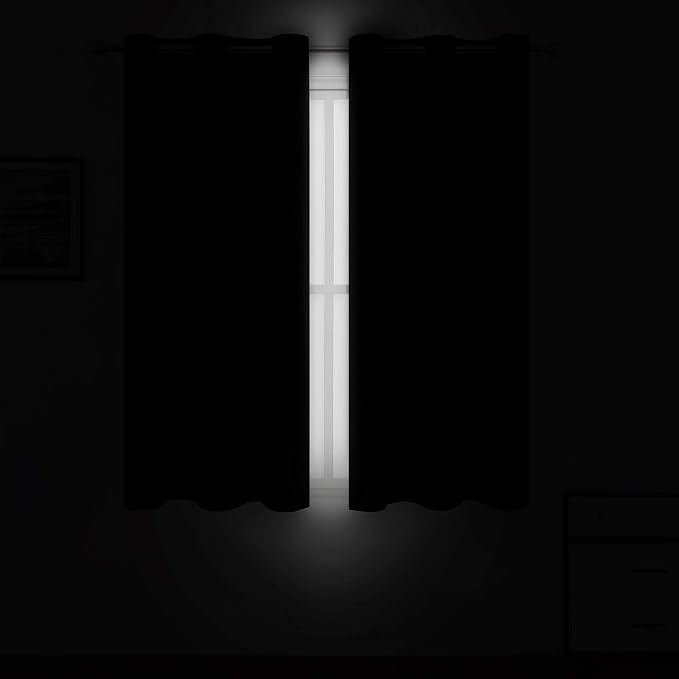 Black Thermal Blackout Curtains/38 x 63 Inch/Set of 2 Panels Room Darkening - Image 3