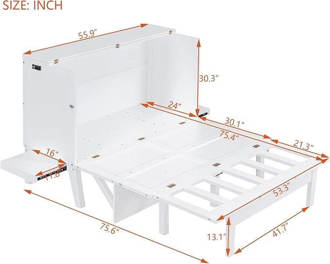 Harper & Bright Designs Full Size Murphy Bed, Full Murphy Cabinet Bed - Image 7