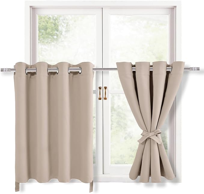 RV Blackout Curtains for Bedroom 52 x 36 Inches Long Camel 2 Panels | Thermal by Hiasan