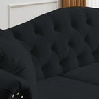 79" 2 Piece 3-Seater Velvet Chesterfield Sofa - Image 7