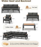 Aluminum Outdoor Patio Furniture Set 6 Seats, Outdoor Sectional Corner Sofa Set - Image 8