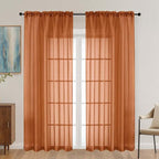 Orange Sheer Curtains 72 Inches Long 2 Panels Set, Light Filtering Sheer by OVZME