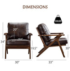 Bonzy Home PU Leather Small Accent Chair, Mid Century Modern Comfy Chairs - Image 2