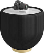 Black Round Side Table, 19.7" Faux Marble Fluted End Table - Image 5