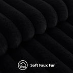 decorUhome Fall Faux Fur Throw Pillow Covers 20x20 Set of 2 Black | Decorative - Image 2