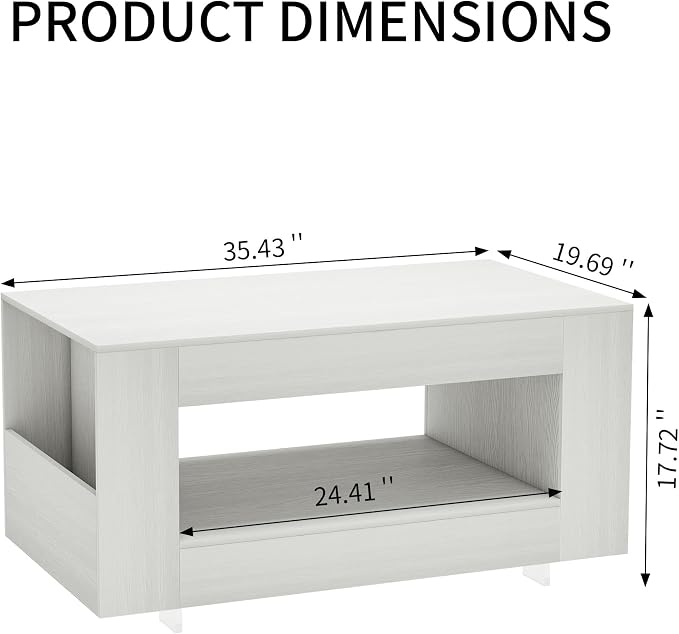 35" Wood Coffee Table for Living Room, Sides Storage - Image 2