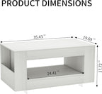 35" Wood Coffee Table for Living Room, Sides Storage - Image 2