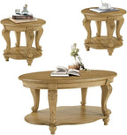 LKTART 3-Piece Coffee Table Set, Coffee Table and Round End Tables Set of 2 by LKTART