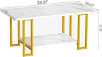 AWQM Marble Coffee Table, Faux Marble Top Rectangular Coffee Table - Image 2