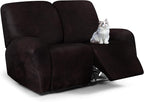ANARACHON Leather Look Loveseat Recliner Cover, 6-Pieces Stretch Dual Recliner by ANARACHON