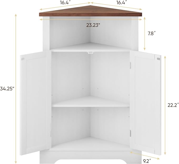 Smuxee Bathroom Corner Storage Cabinet, Farmhouse Floor Corner Cabinet - Image 2