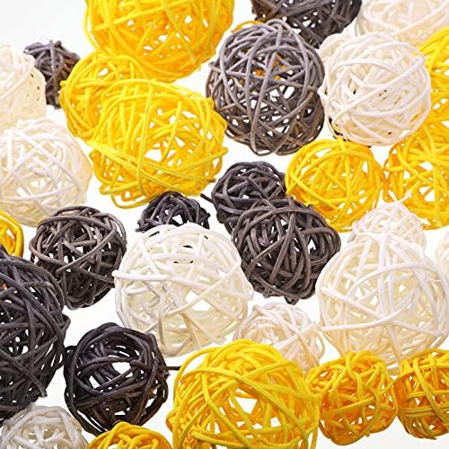 Patelai Wicker Ball Orbs,Yellow, Gray, White,2.4'',2'',1.6'',1.2'' - Image 3