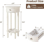 HOMPUS Round End Table with Drawer, Tall end Table with Open Shelf, Farmhouse - Image 2