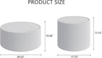 White Marble Coffee Table Set of 2, 29.52" Round Flued Coffee Table and End - Image 2