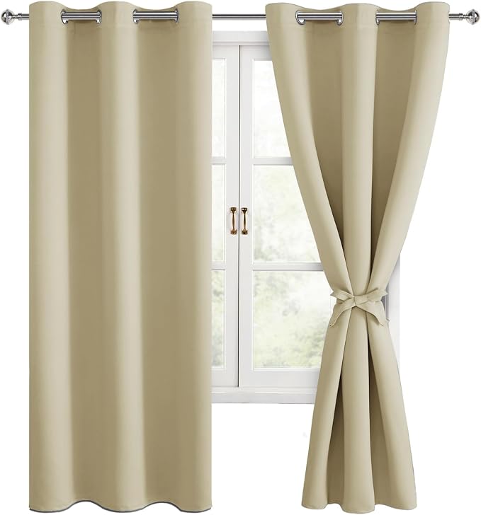 Blackout Curtains for Bedroom, Light Beige, 38 x 63 Inch, 2 Panels | Thermal - Image 9