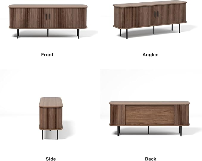 55''W Walnut Cabinet with Storage, Media Console, Tambour TV Stand, Television - Image 8