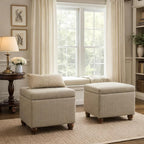 Homepop Home Decor | Upholstered MediumRectangular Storage Ottoman | Hinged Lid - Image 4