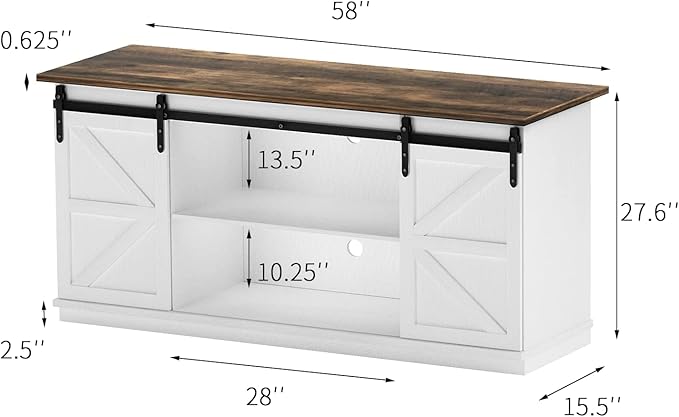 YESHOMY Farmhouse TV Stand for Televisions up to 65 Inches, Sliding Barn Doors - Image 8
