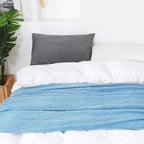 BOURINA Blue Throw Blanket 60x80 Inches Throw Textured Solid Soft Sofa Throw - Image 3