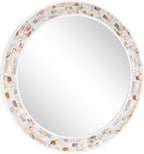 Tanmicoshomy Round Wall Mirror 30 Inch, Natural Brown Shell Framed Circle - Image 7