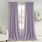 MIULEE Lilac Back Tab Blackout Curtains 52x96 Inch Long 2 Panels Set | Rod by MIULEE