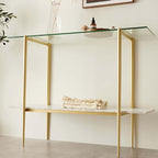 LumFurn Glass Console Table for Living Room, Foyer & Entrance, 2-Tiers - Image 5