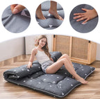MAXYOYO Grey Triangle Printed Japanese Futon Floor Mattress, Thicken Sleeping - Image 5