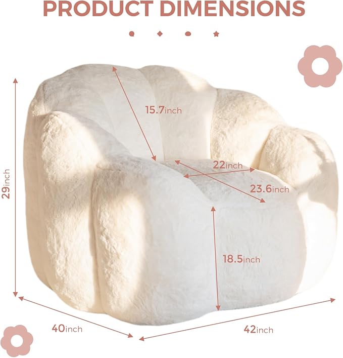 MAXYOYO Bean Bag Chair for Adults, Floral Shaped Bean Bag Sofa, Ultra Soft Faux - Image 2
