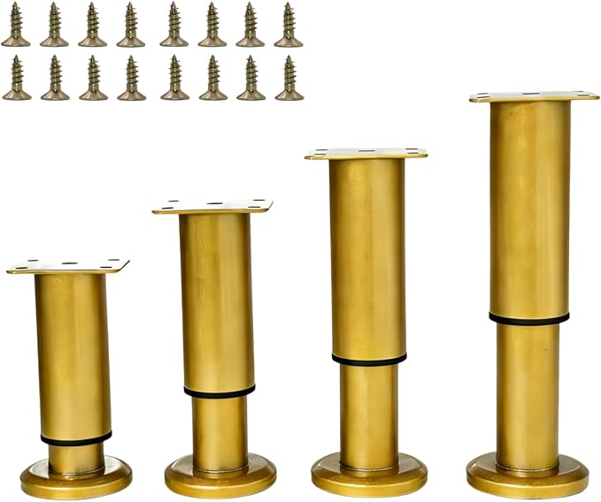 4PCS Adjustable 7.08-12.2 Inch Metal Furniture Legs Brass Furniture Replacement by SWTOOL