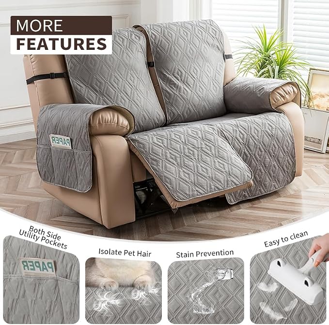 Genina Loveseat Recliner Cover Non-Slip, Sofa Cover - Image 3