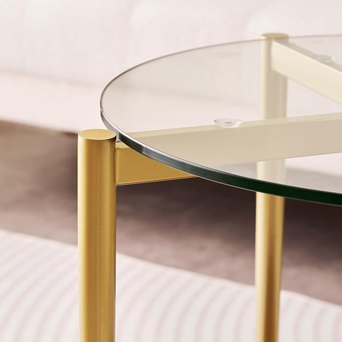 LumFurn Round Glass End Table, Mid-Century Modern Design Sofa Table - Image 6