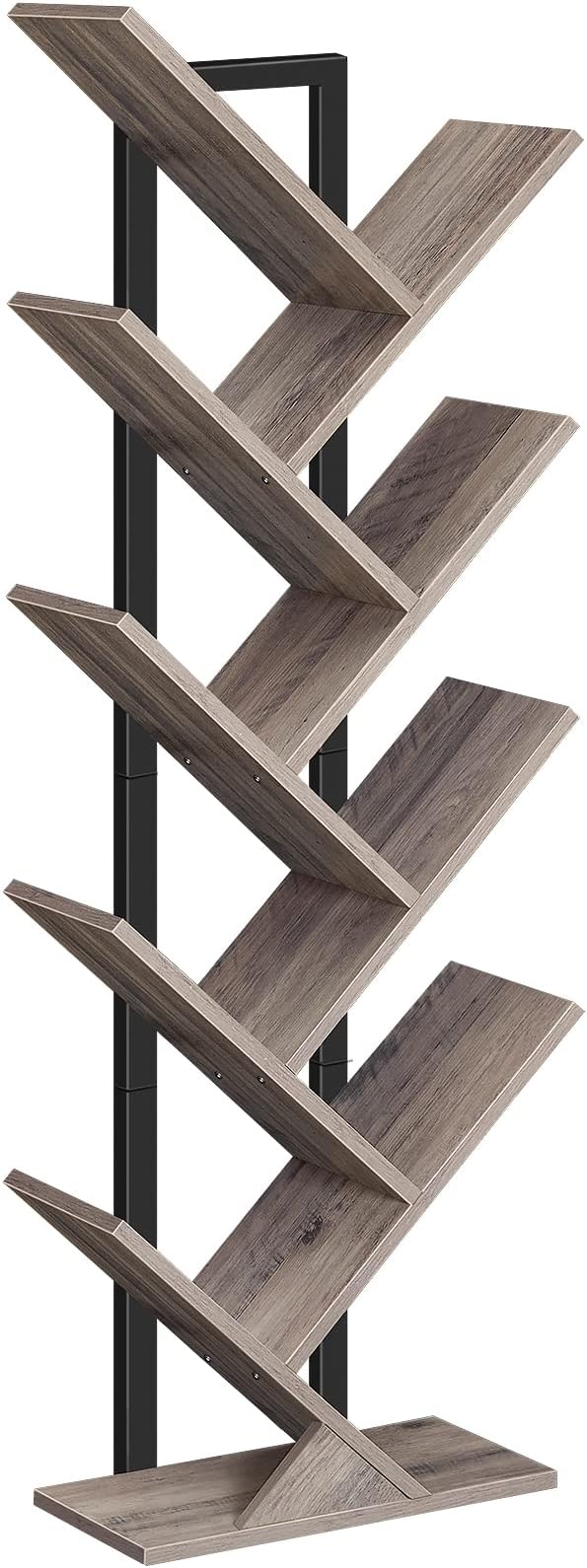 HOOBRO Tree Bookshelf, 9-Tier Bookcase Wooden Shelves, Floor Standing Storage by HOOBRO