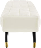 Modway Adept Mid-Century Modern Velvet Upholstered Tufted Accent Bench in Ivory - Image 5
