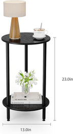 Small Round Side Table, 2-Tier Modern Accent/Bedside Table - Image 2