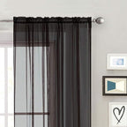 SpaceDresser Black Sheer Curtains 4 Panels Rod Pocket Semi-Sheer Curtain 90 - Image 4