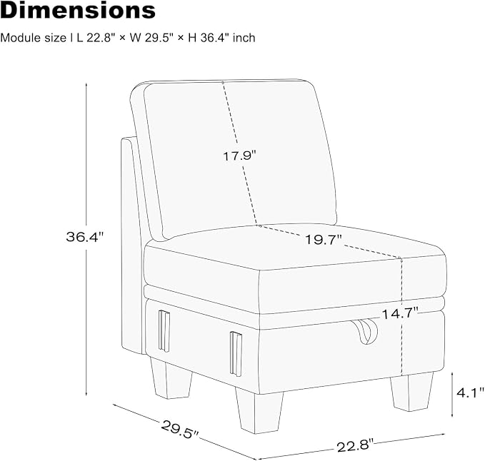Belffin 22.8” Single Seat Module - Image 3