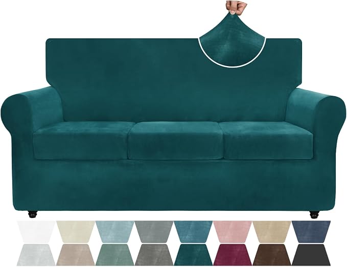 ZNSAYOTX Luxury Velvet Couch Cover 4 Piece Stretch Sofa Covers by ZNSAYOTX