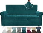 ZNSAYOTX Luxury Velvet Couch Cover 4 Piece Stretch Sofa Covers by ZNSAYOTX