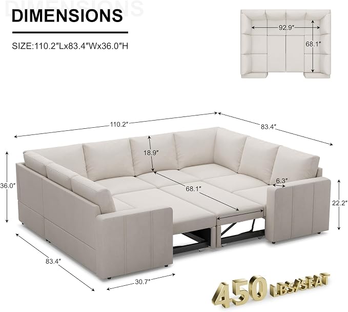 Belffin Modular Sectional Sleeper Sofa Bed - Image 2