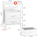 Yoobure Nightstand with Charging Station, LED Night Stand with Fabric Drawers - Image 3