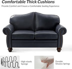 60" Wide Genuine Leather Chesterfield Loveseat, 2 Seat Leather Sofa - Image 4