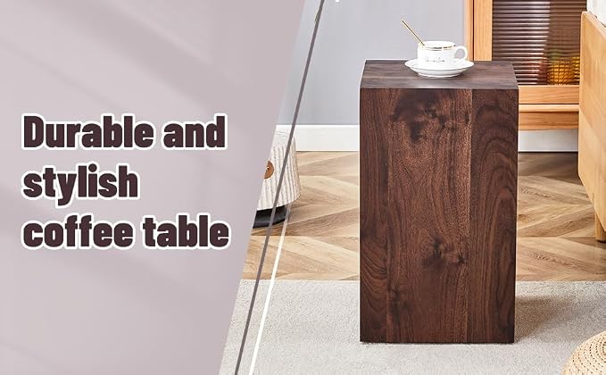 Rustic Natural Rectangular End Coffee Table, Modern Elegant Bedside Nightstand - Image 5
