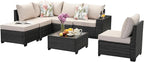 Jing's Villa 7-Piece Patio Furniture Set, All-Weather Outdoor Wicker Sectional - Image 9